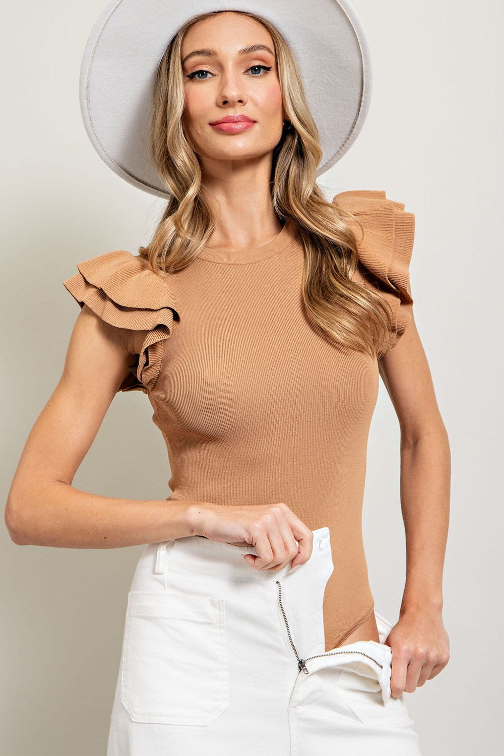 RUFFLE SLEEVE BODYSUIT