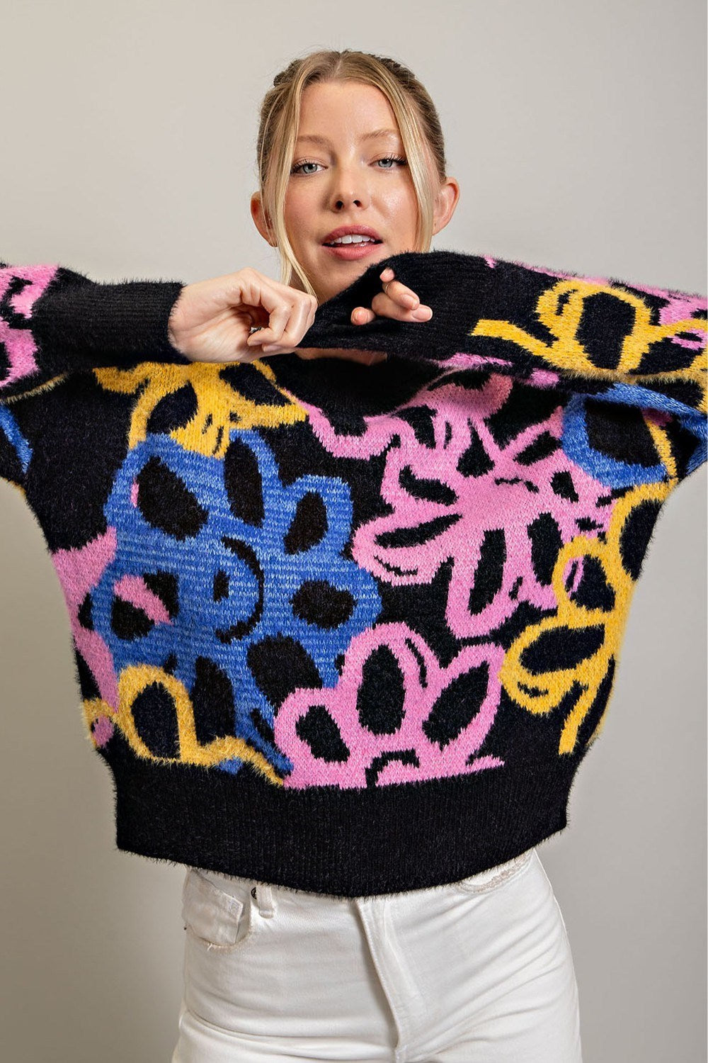 FLORAL PRINT SWEATER