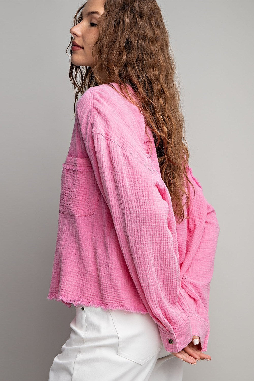 COTTON GAUZE BUTTON DOWN SHIRT