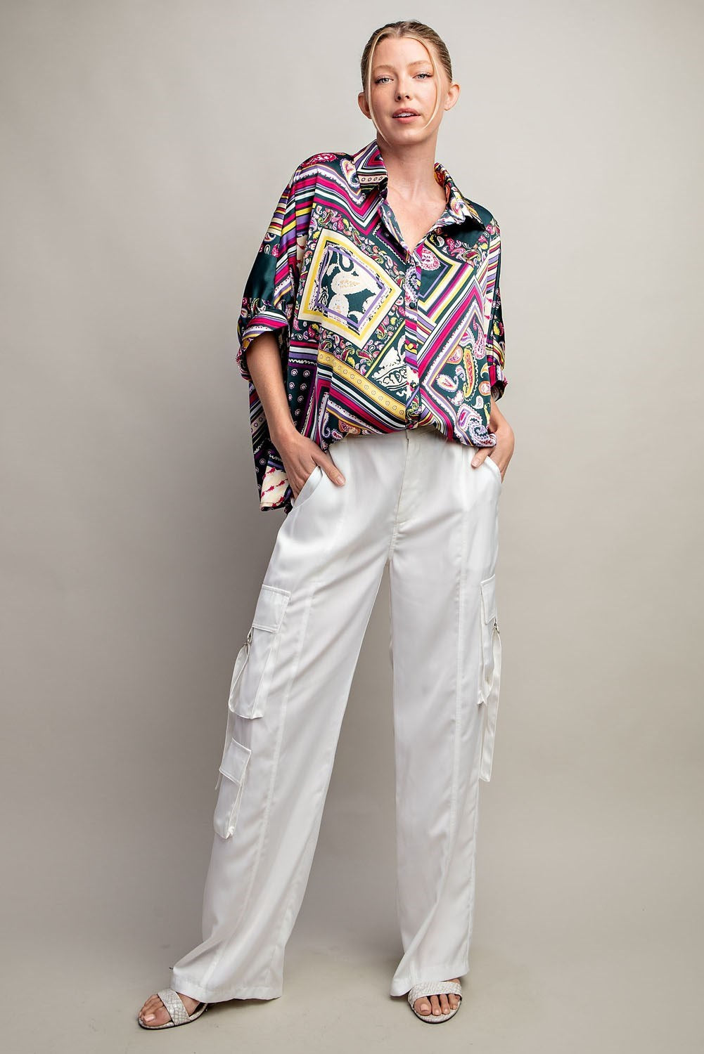 PRINTED BUTTON DOWN SHIRT
