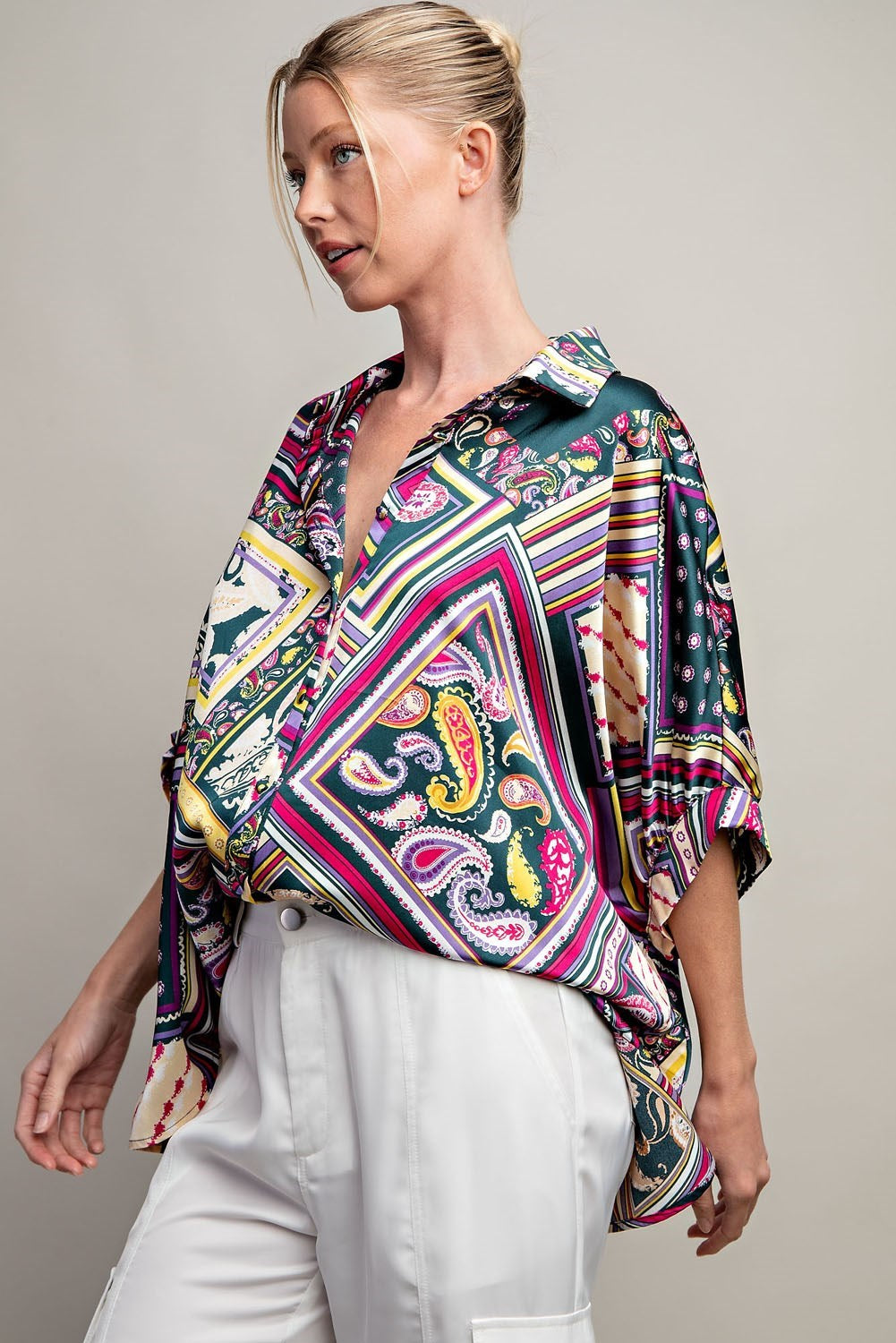 PRINTED BUTTON DOWN SHIRT
