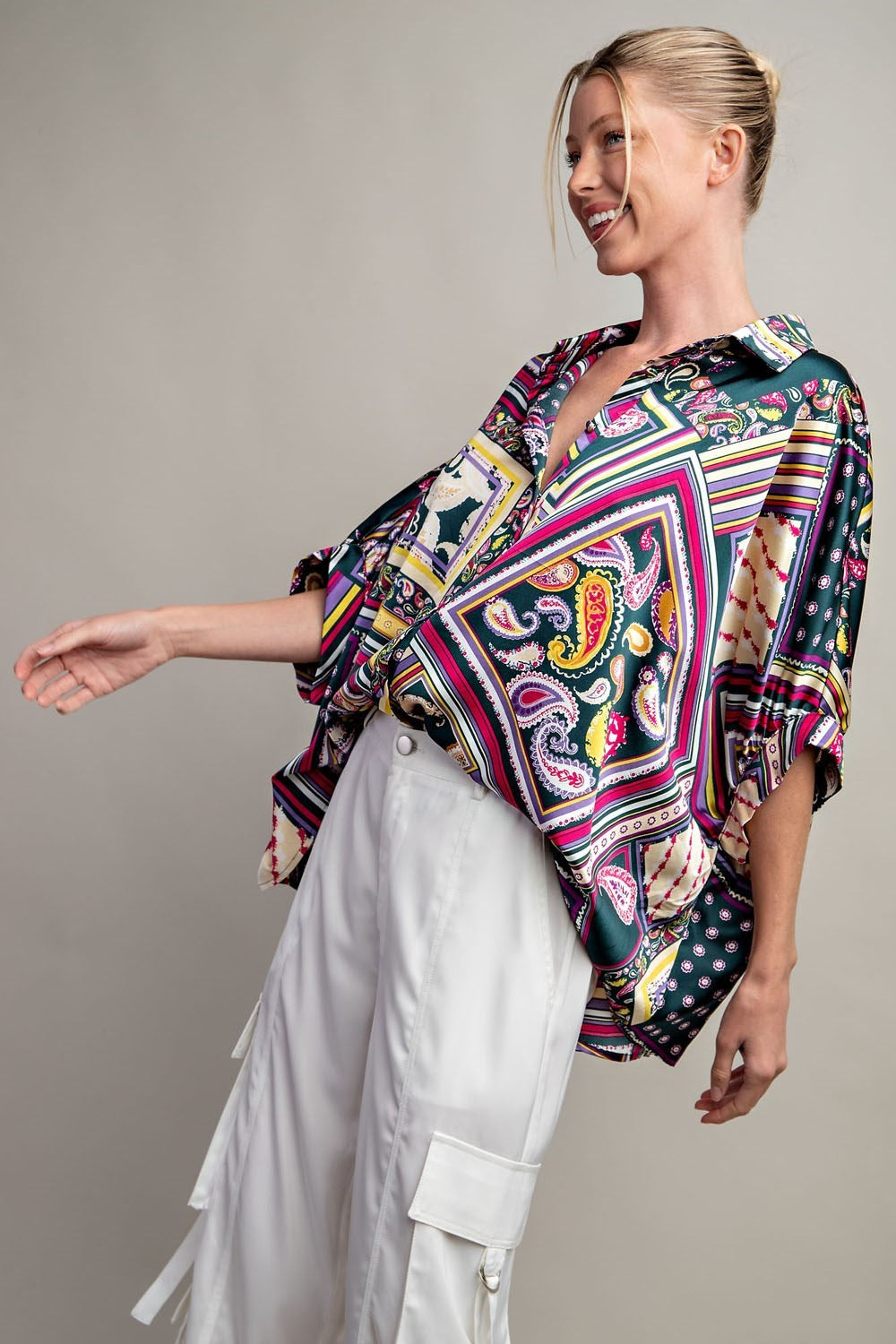 PRINTED BUTTON DOWN SHIRT