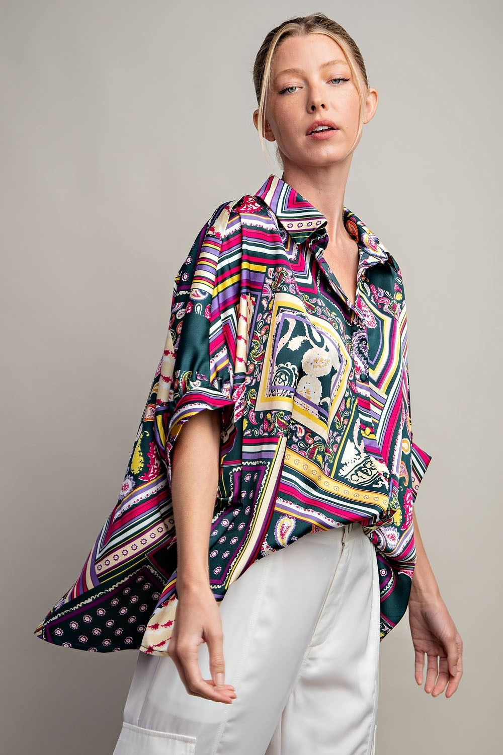 PRINTED BUTTON DOWN SHIRT