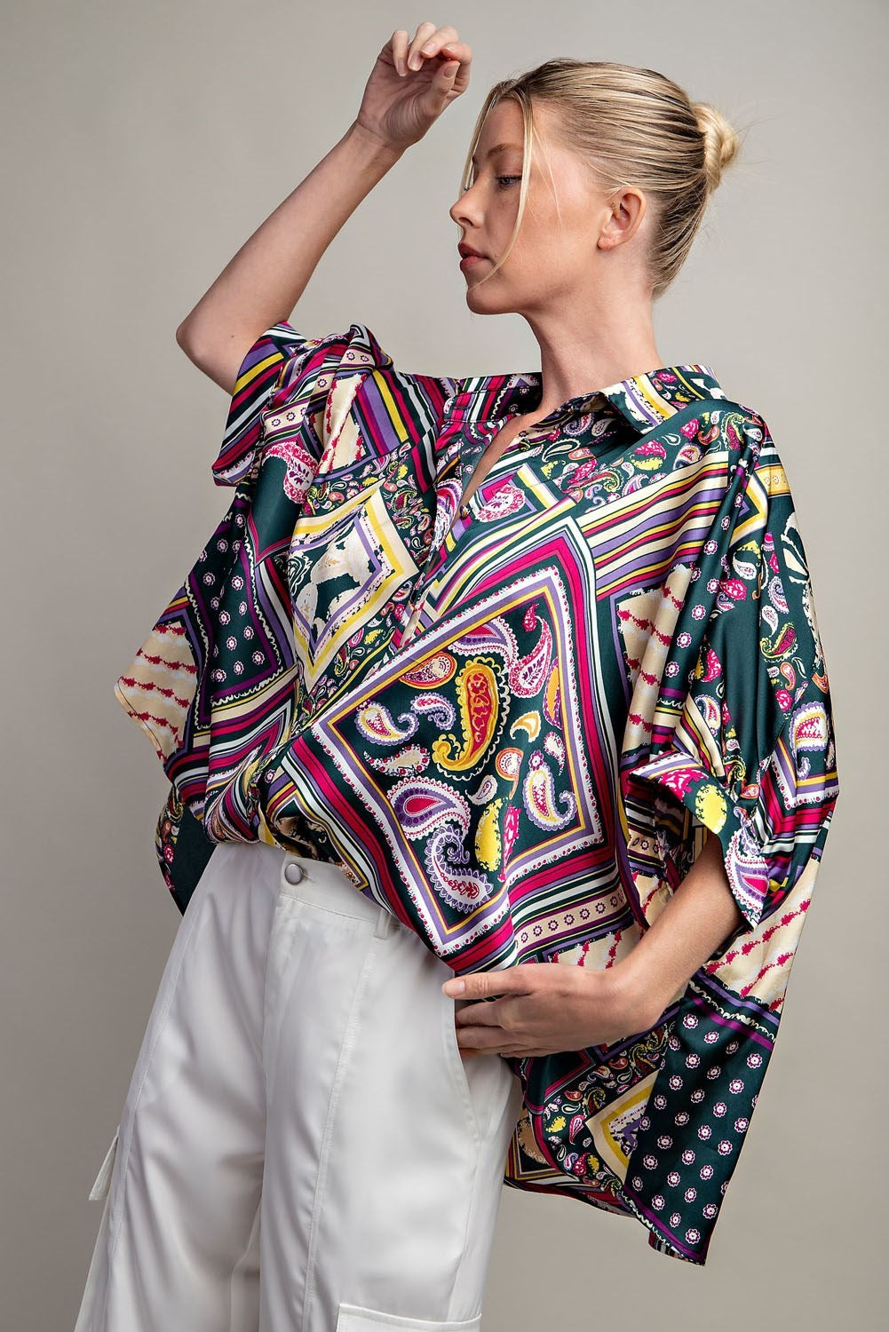 PRINTED BUTTON DOWN SHIRT
