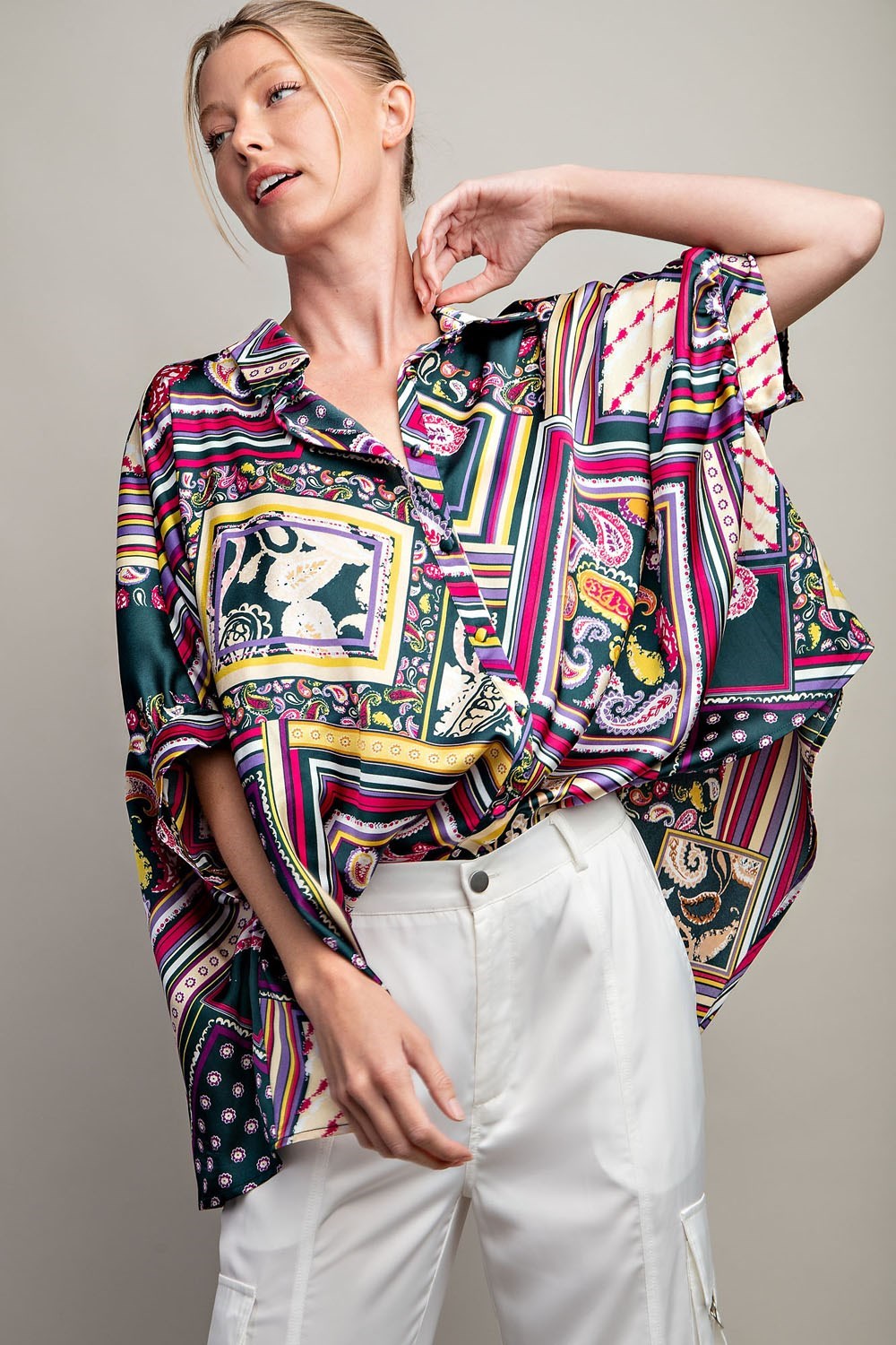 PRINTED BUTTON DOWN SHIRT