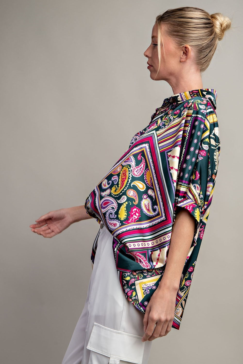 PRINTED BUTTON DOWN SHIRT