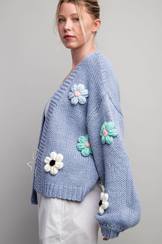3D FLORAL LONG SLEEVE CARDIGAN