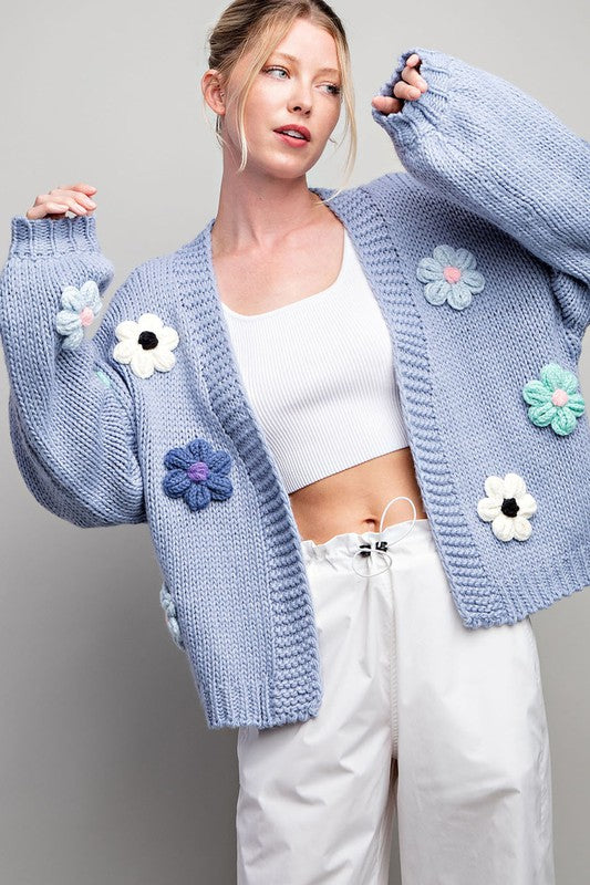 3D FLORAL LONG SLEEVE CARDIGAN