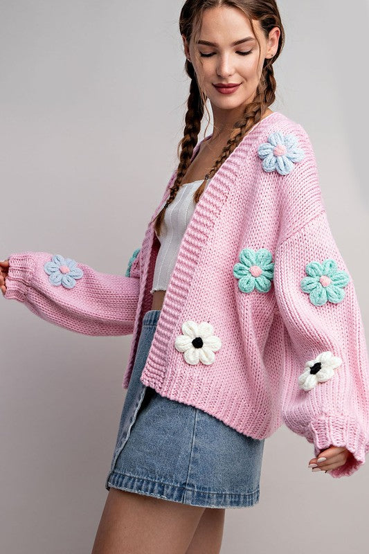 3D FLORAL LONG SLEEVE CARDIGAN