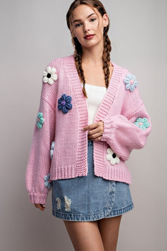 3D FLORAL LONG SLEEVE CARDIGAN