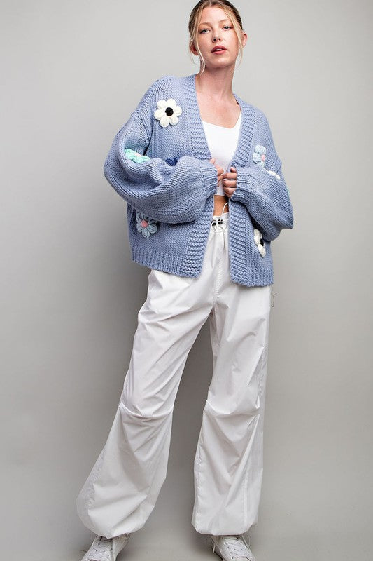 3D FLORAL LONG SLEEVE CARDIGAN