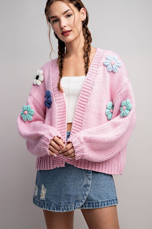 3D FLORAL LONG SLEEVE CARDIGAN