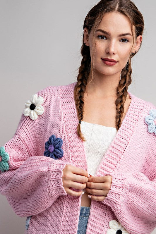 3D FLORAL LONG SLEEVE CARDIGAN