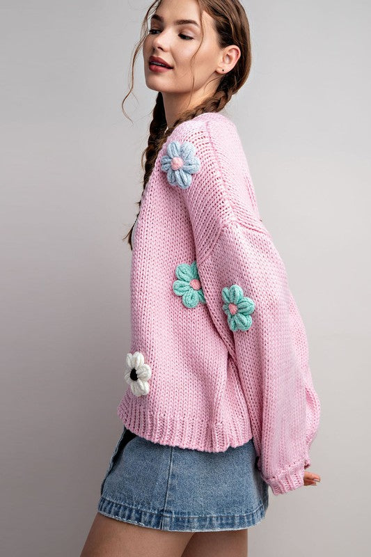 3D FLORAL LONG SLEEVE CARDIGAN