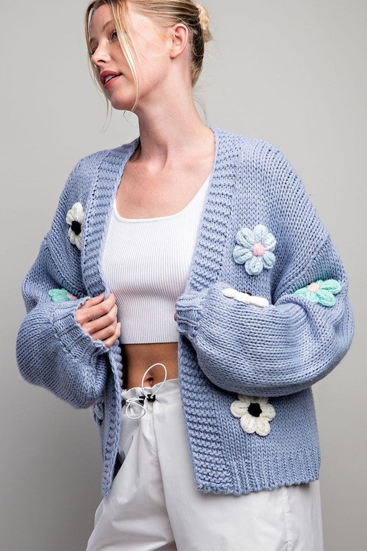 3D FLORAL LONG SLEEVE CARDIGAN