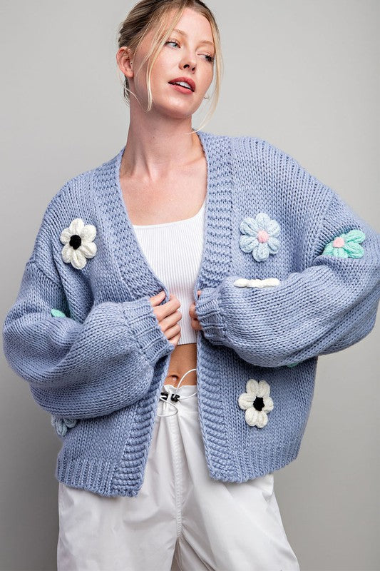3D FLORAL LONG SLEEVE CARDIGAN