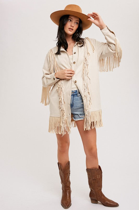 VEGAN SUEDE FRINGED JACKET