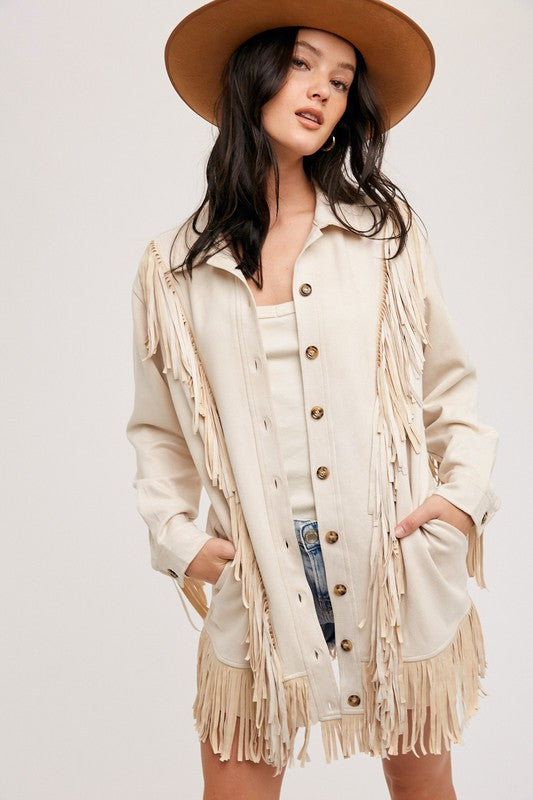 VEGAN SUEDE FRINGED JACKET