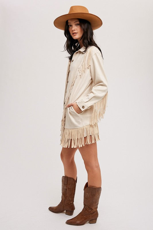 VEGAN SUEDE FRINGED JACKET