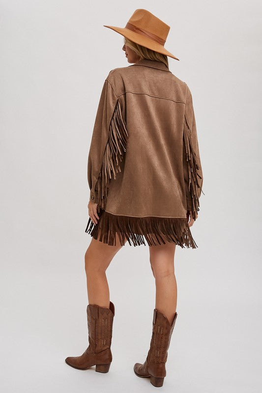 VEGAN SUEDE FRINGED JACKET