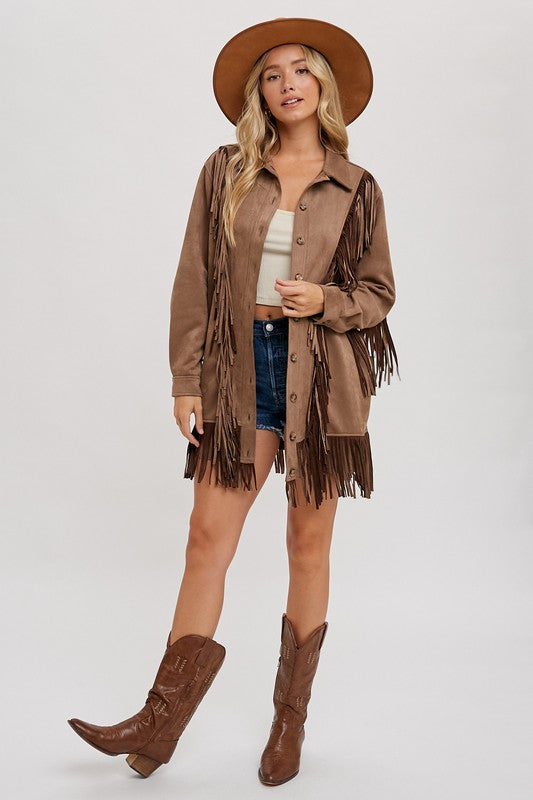 VEGAN SUEDE FRINGED JACKET