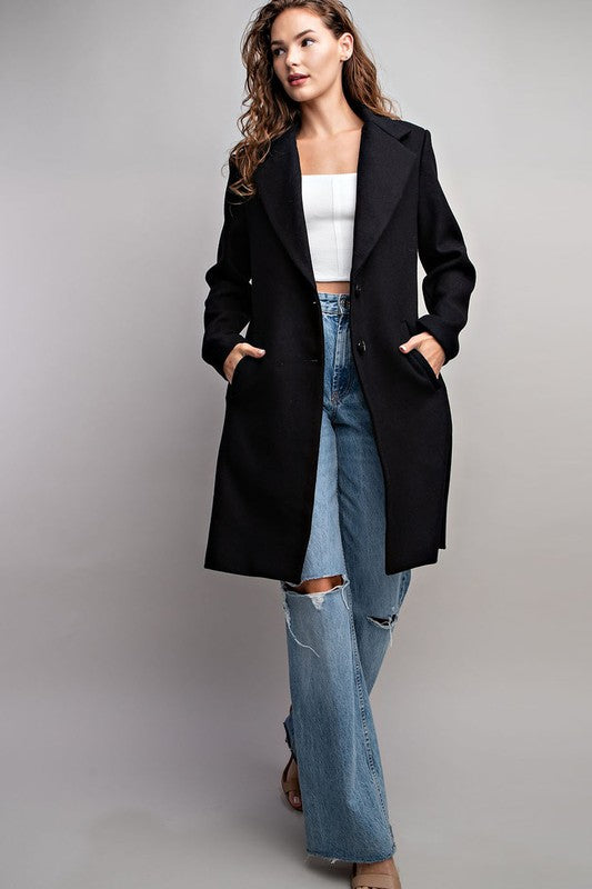 COLLARED LONG SLEEVE TRENCH COAT