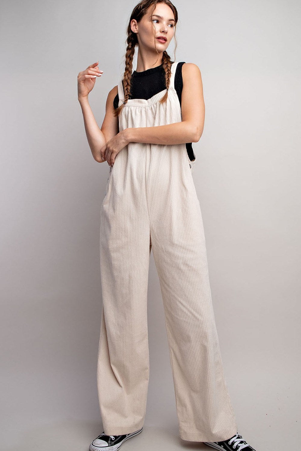 BUTTON DETAILED CORDUROY OVERALL