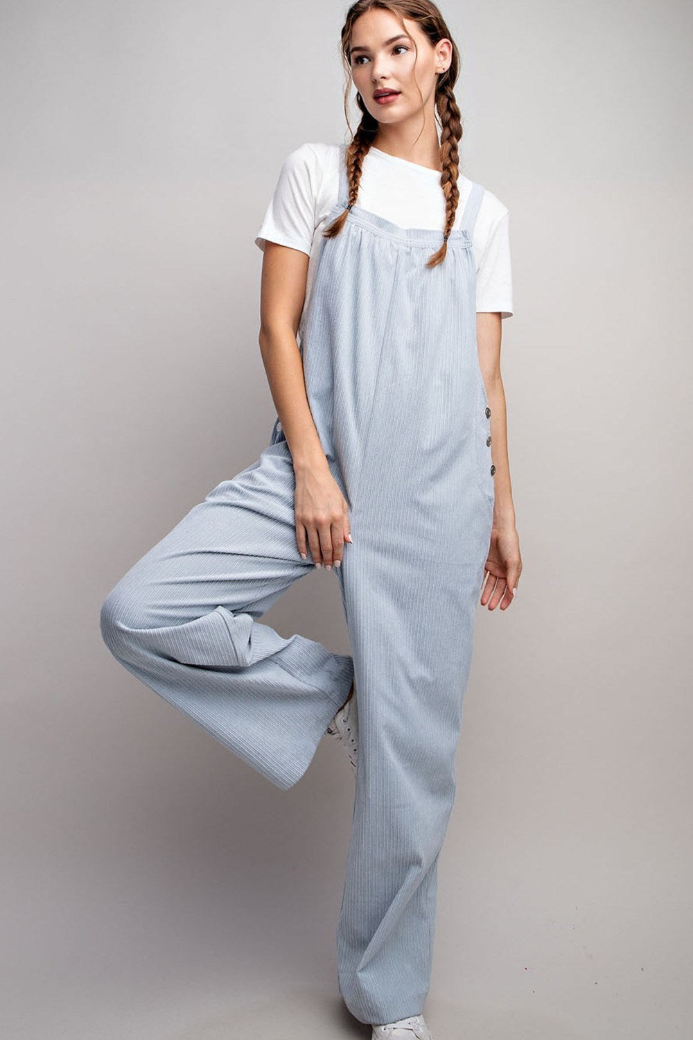 BUTTON DETAILED CORDUROY OVERALL