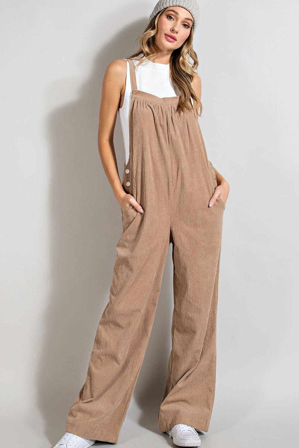 BUTTON DETAILED CORDUROY OVERALL