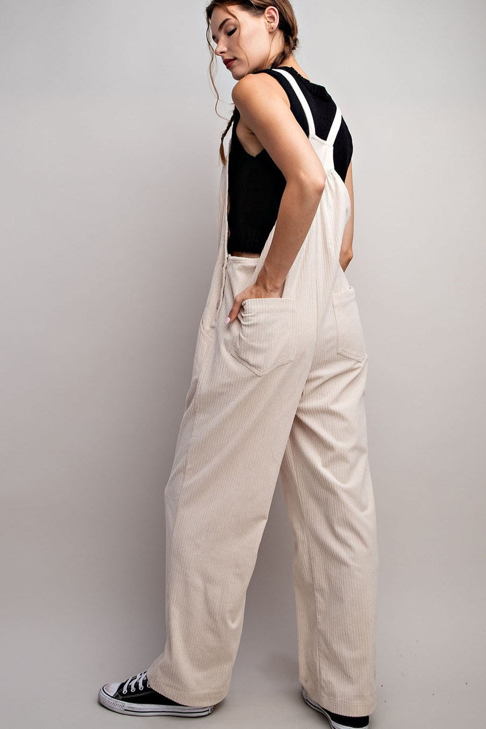 BUTTON DETAILED CORDUROY OVERALL