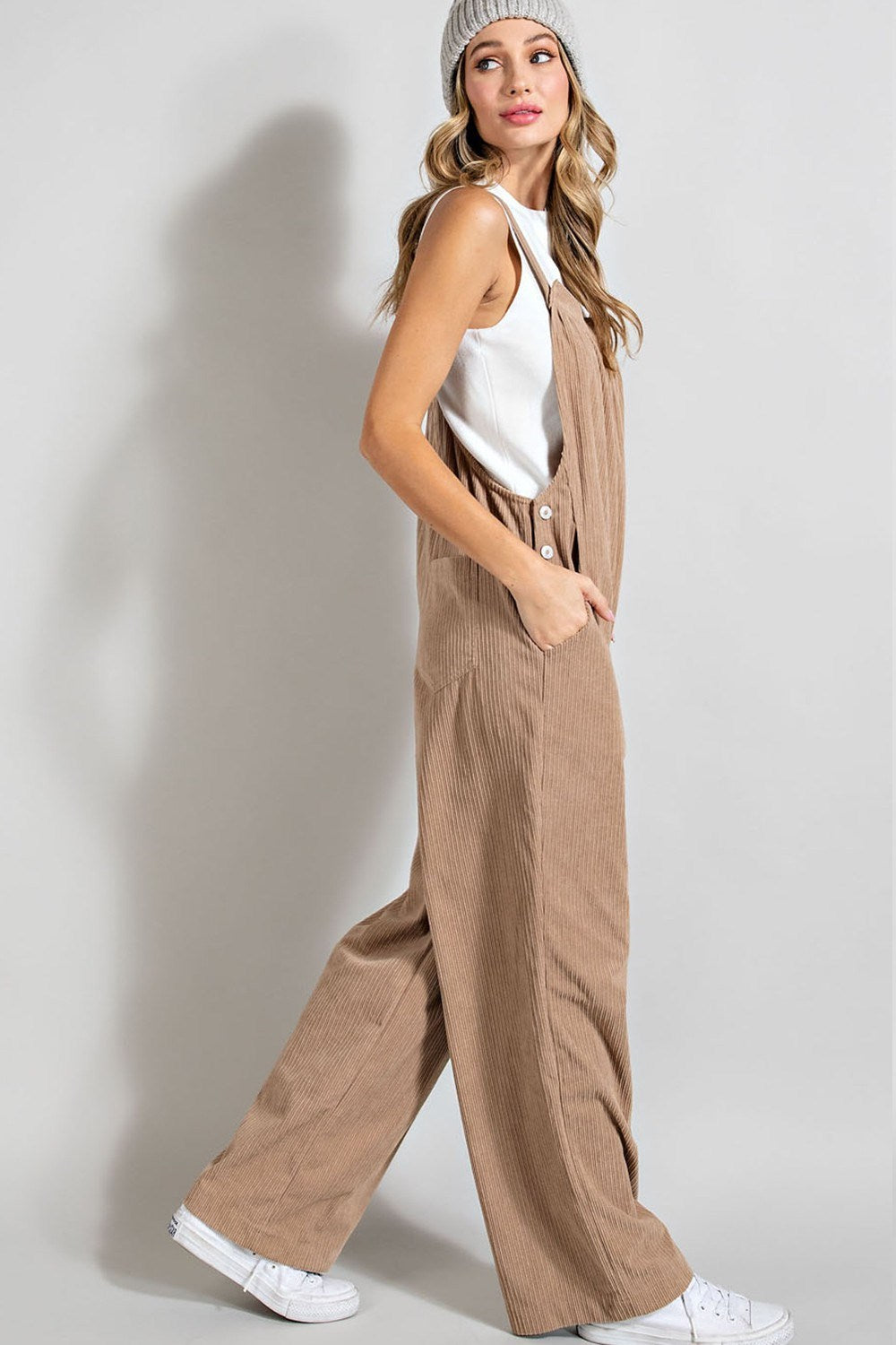 BUTTON DETAILED CORDUROY OVERALL