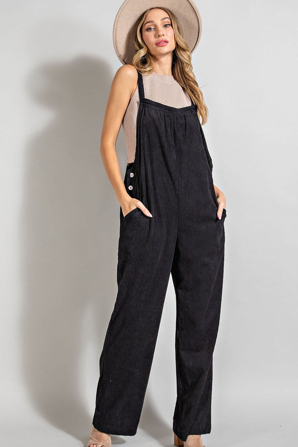 BUTTON DETAILED CORDUROY OVERALL