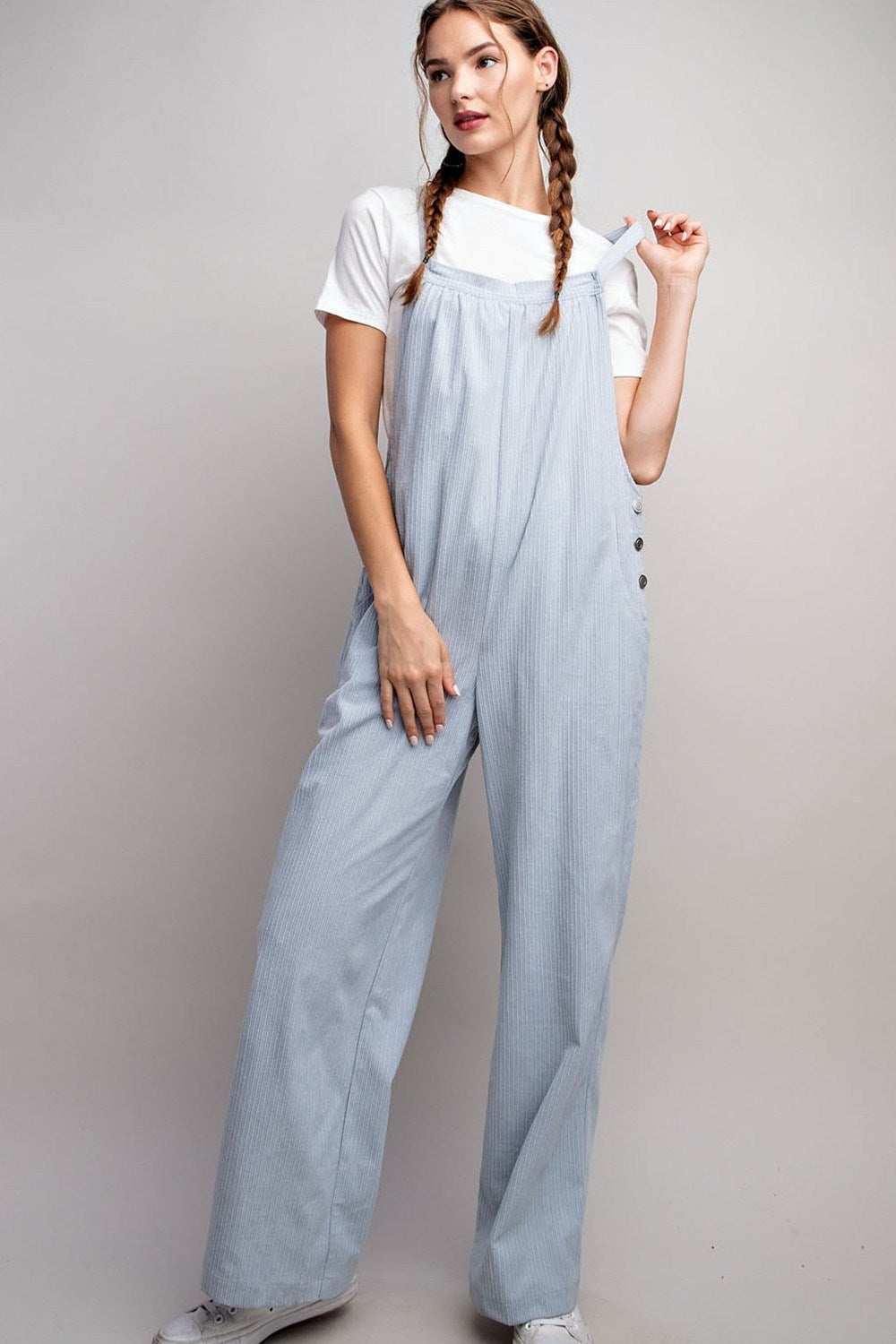 BUTTON DETAILED CORDUROY OVERALL