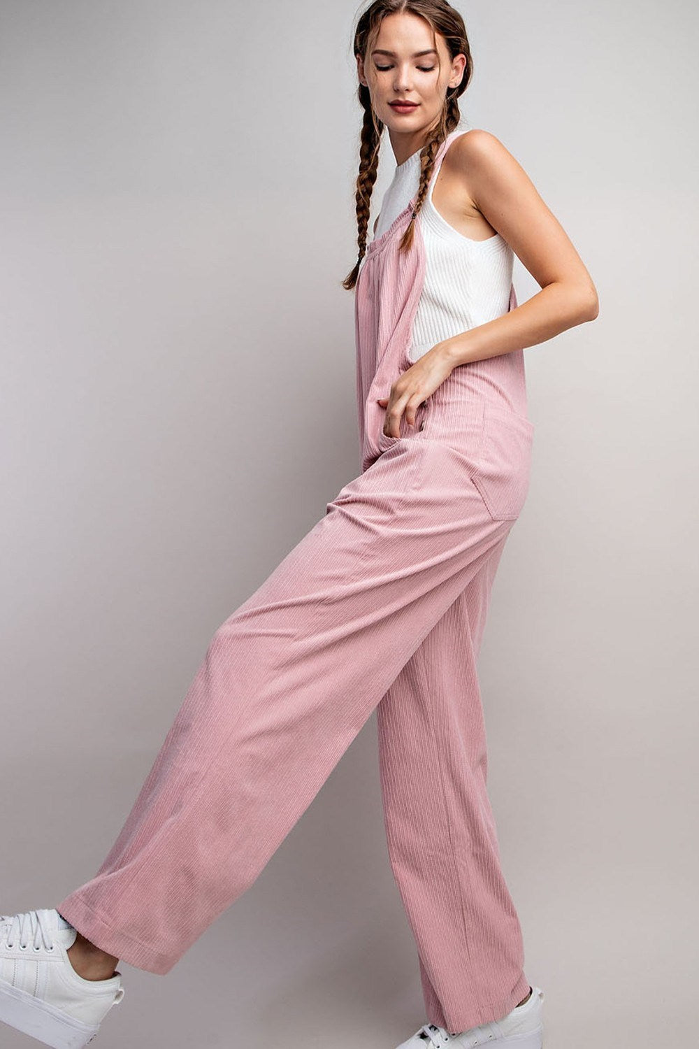 BUTTON DETAILED CORDUROY OVERALL