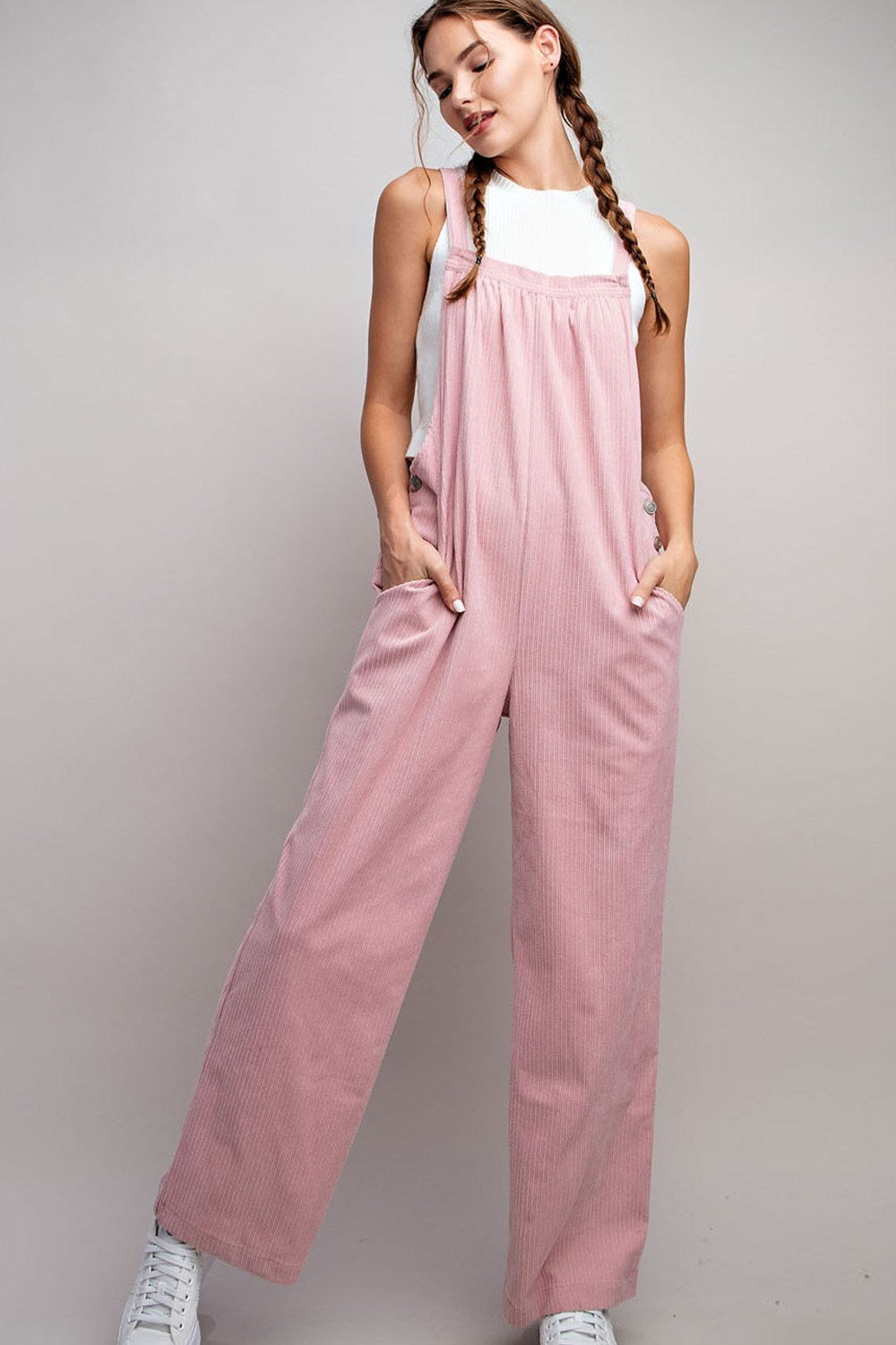 BUTTON DETAILED CORDUROY OVERALL