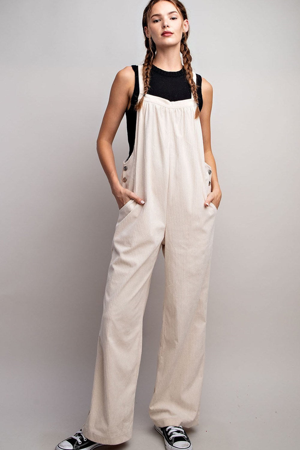 BUTTON DETAILED CORDUROY OVERALL