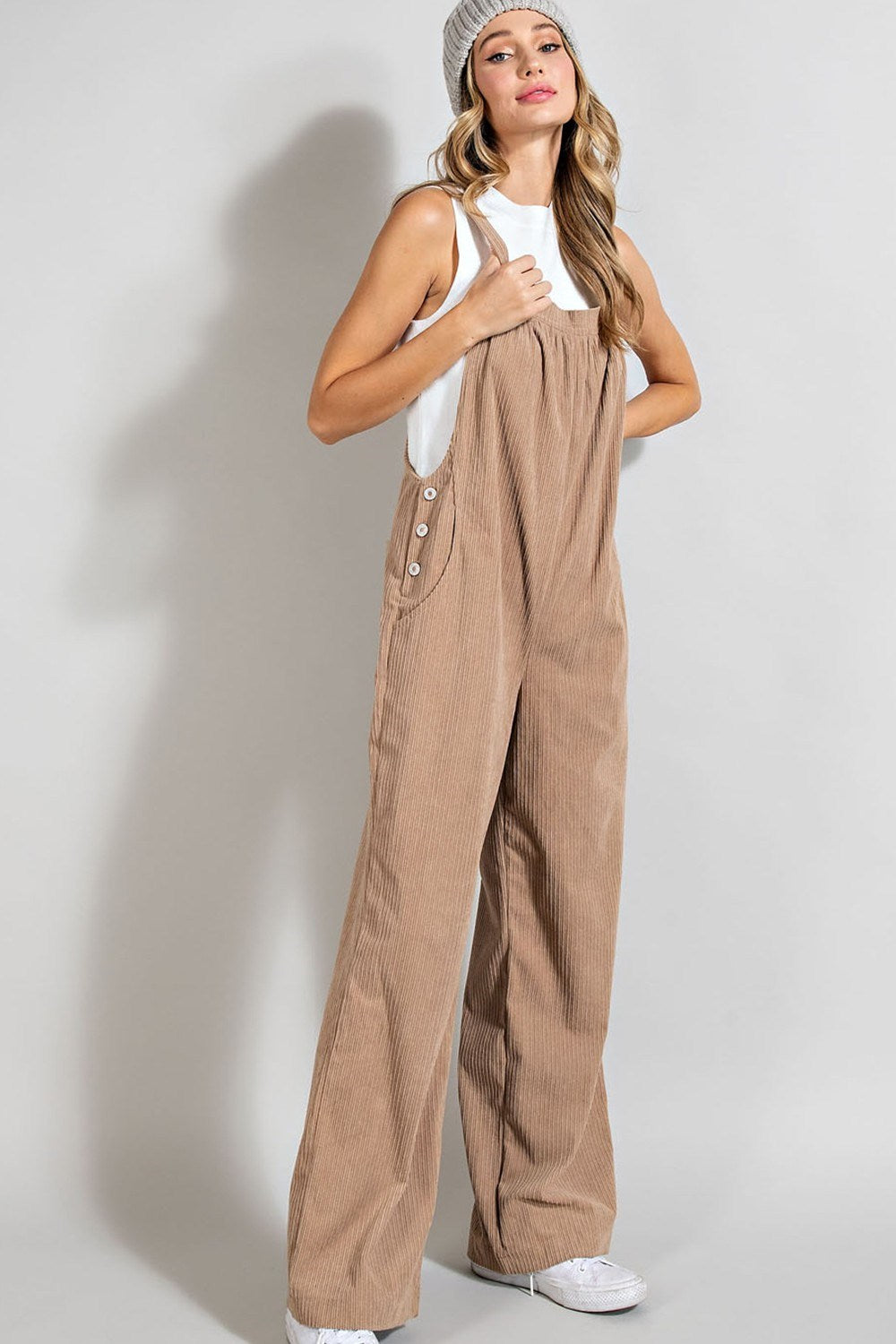 BUTTON DETAILED CORDUROY OVERALL