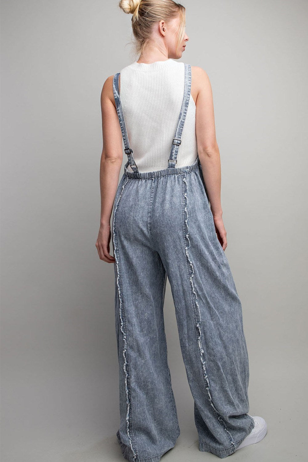 STONE WASH PINSTRIPED JUMPSUIT