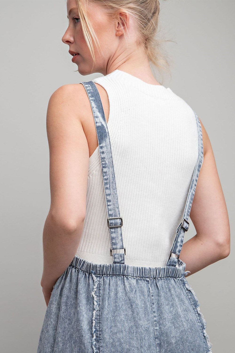 STONE WASH PINSTRIPED JUMPSUIT