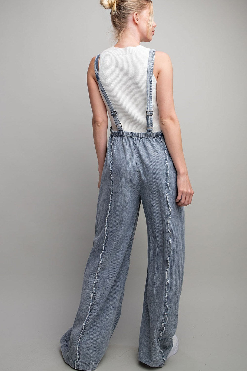 STONE WASH PINSTRIPED JUMPSUIT