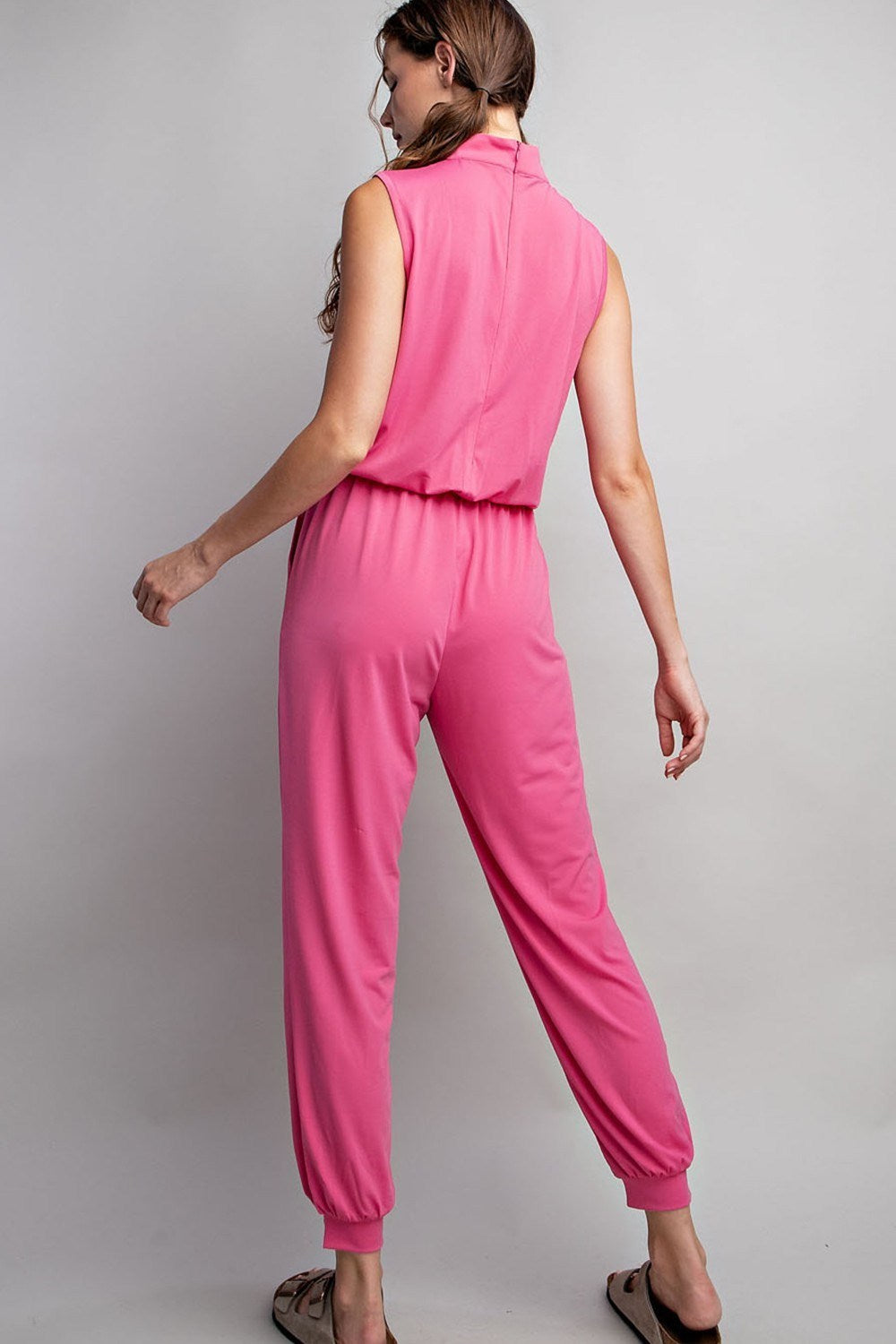 SLEEVELESS MOCK NECK JUMPSUIT