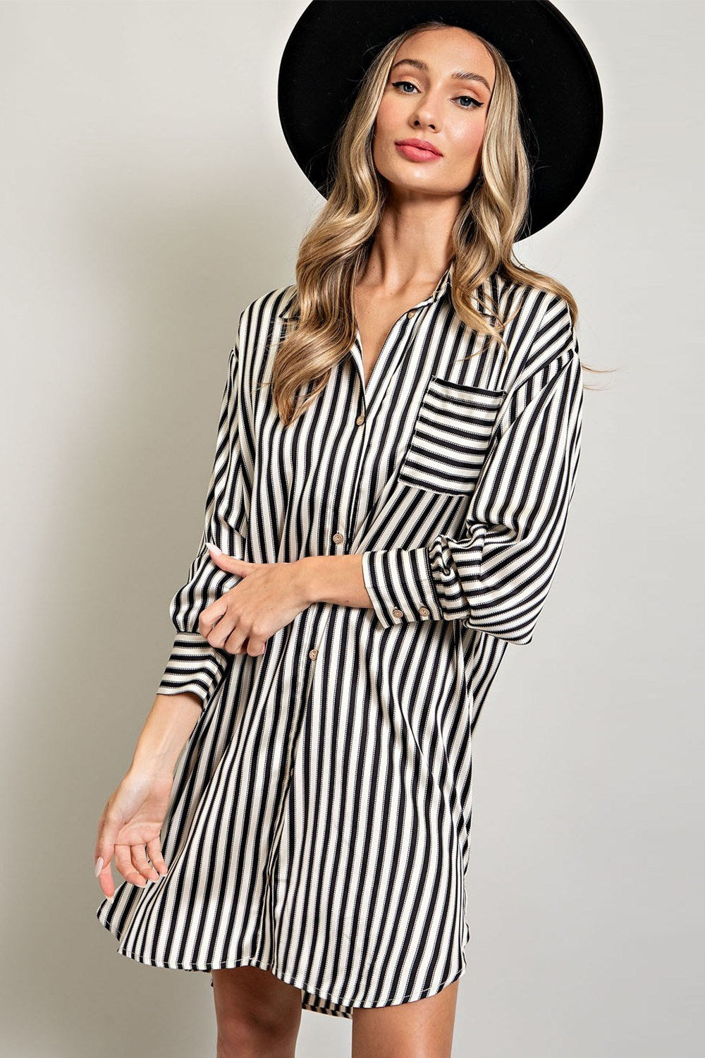 STRIPE SHIRT MINI DRESS