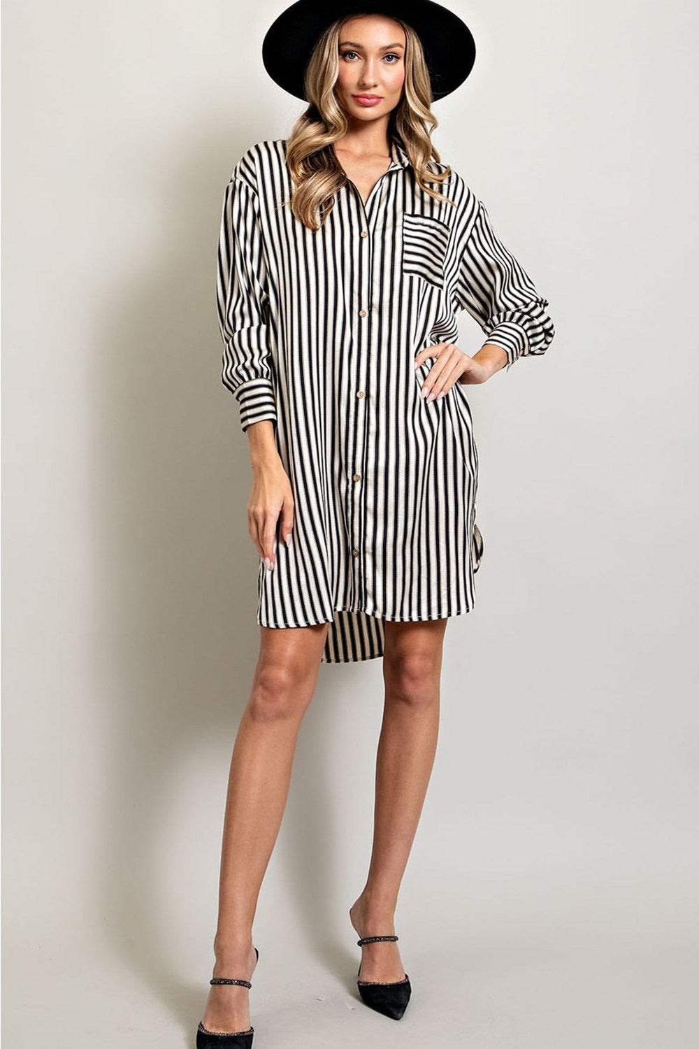 STRIPE SHIRT MINI DRESS