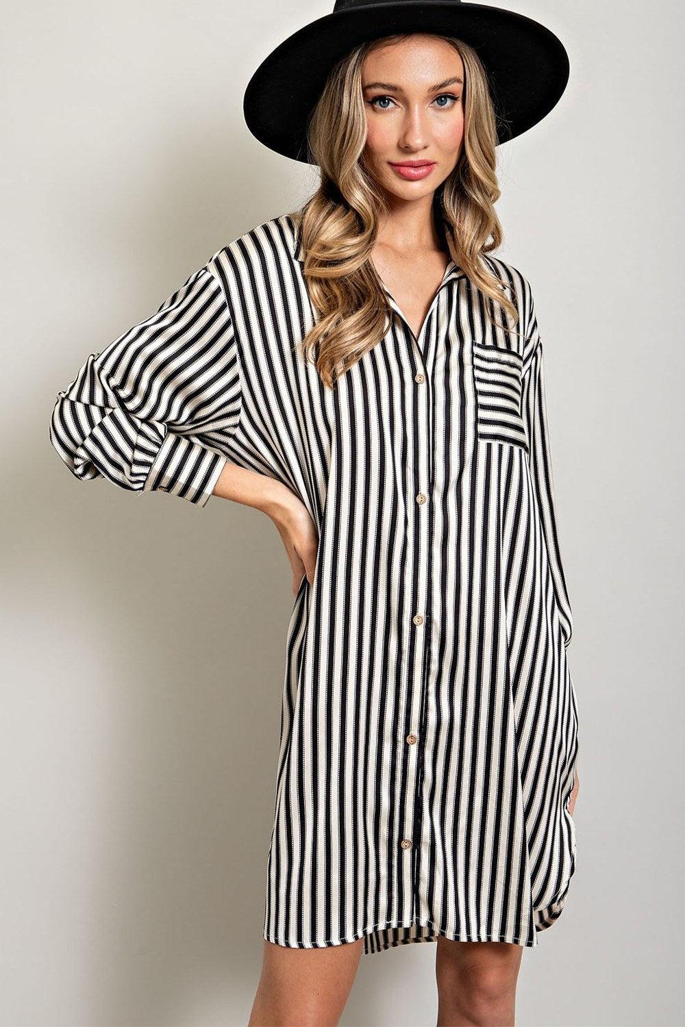 STRIPE SHIRT MINI DRESS