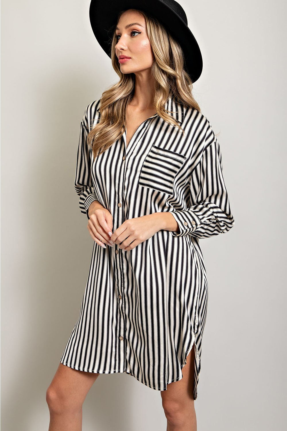 STRIPE SHIRT MINI DRESS