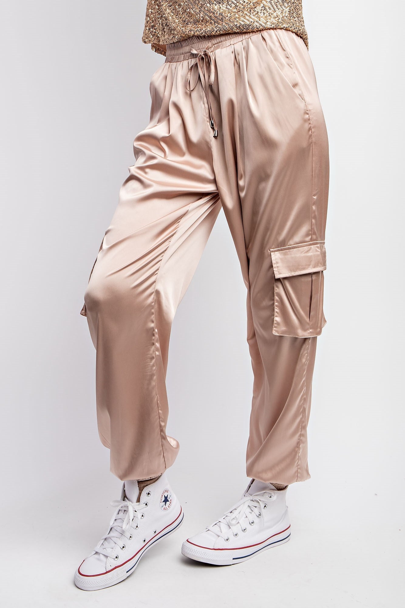 SATIN CARGO JOGGER PANTS