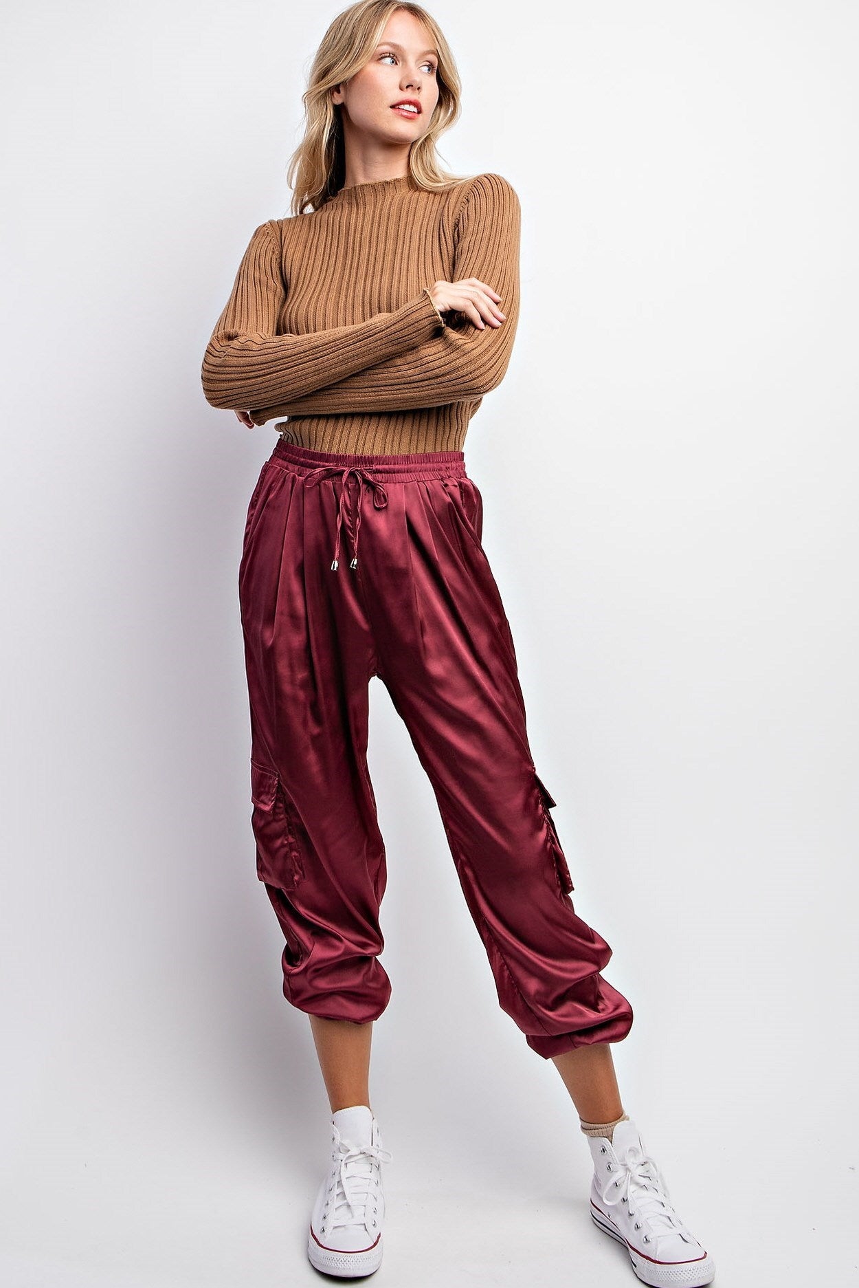 SATIN CARGO JOGGER PANTS