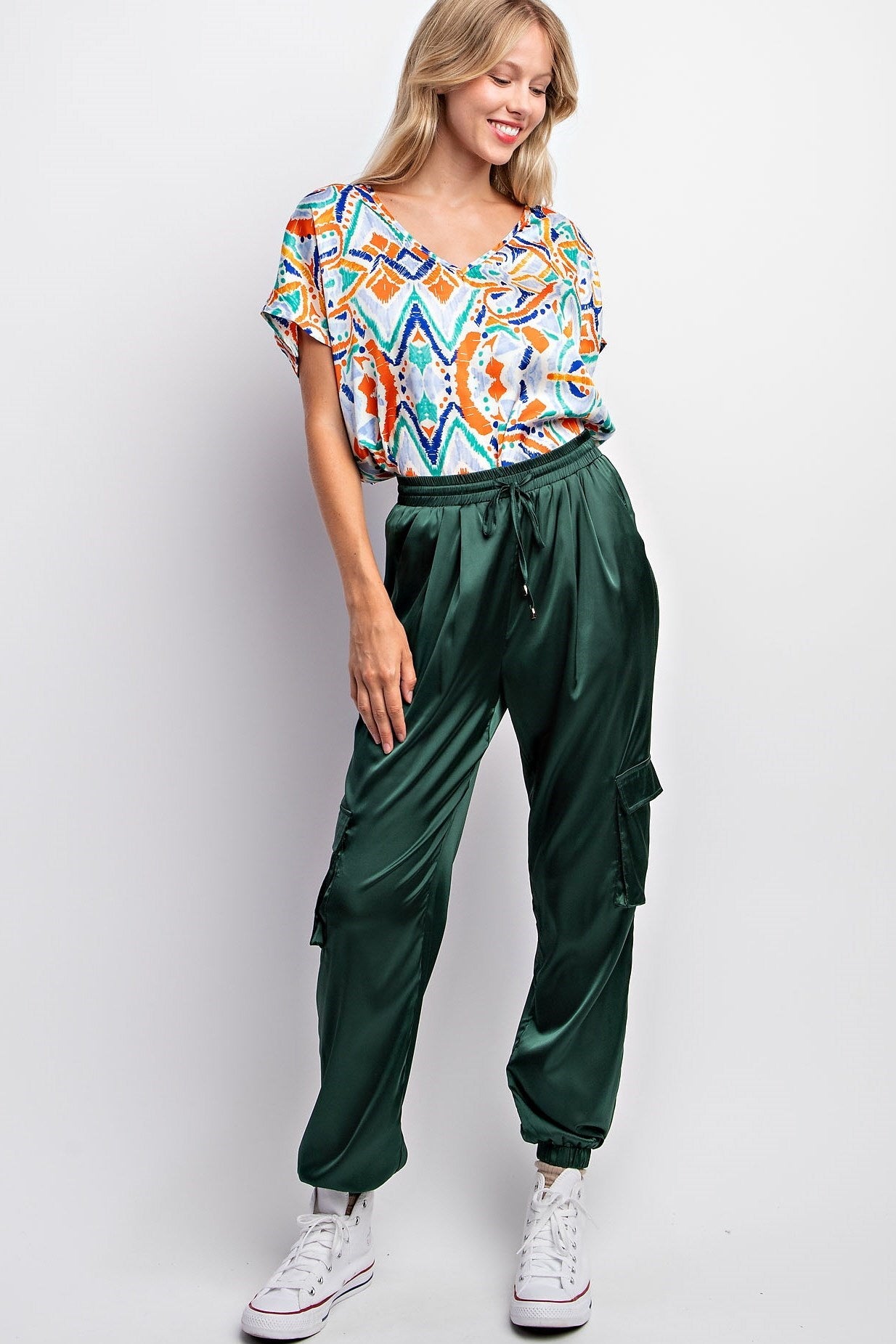 SATIN CARGO JOGGER PANTS