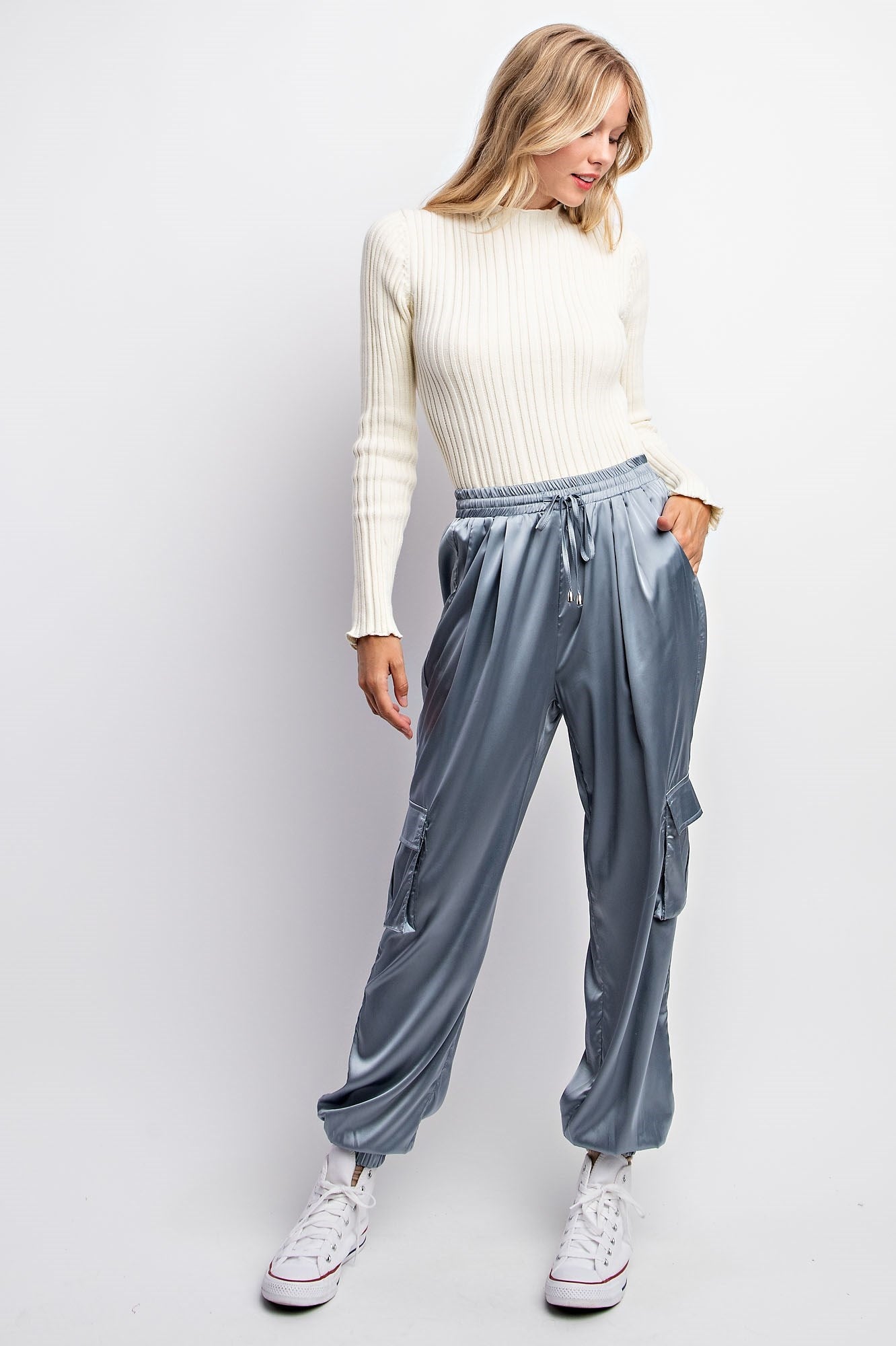 SATIN CARGO JOGGER PANTS