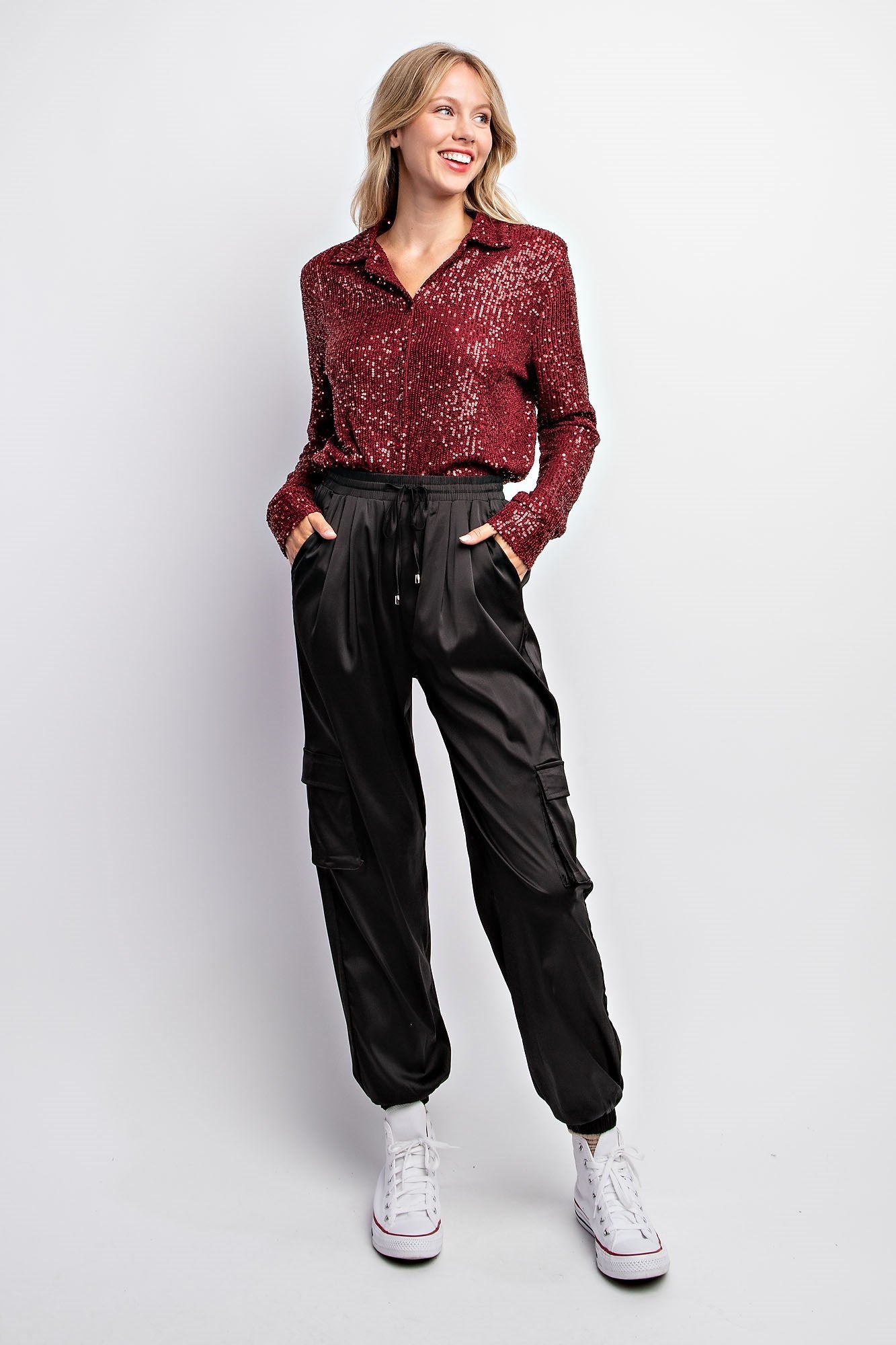 SATIN CARGO JOGGER PANTS